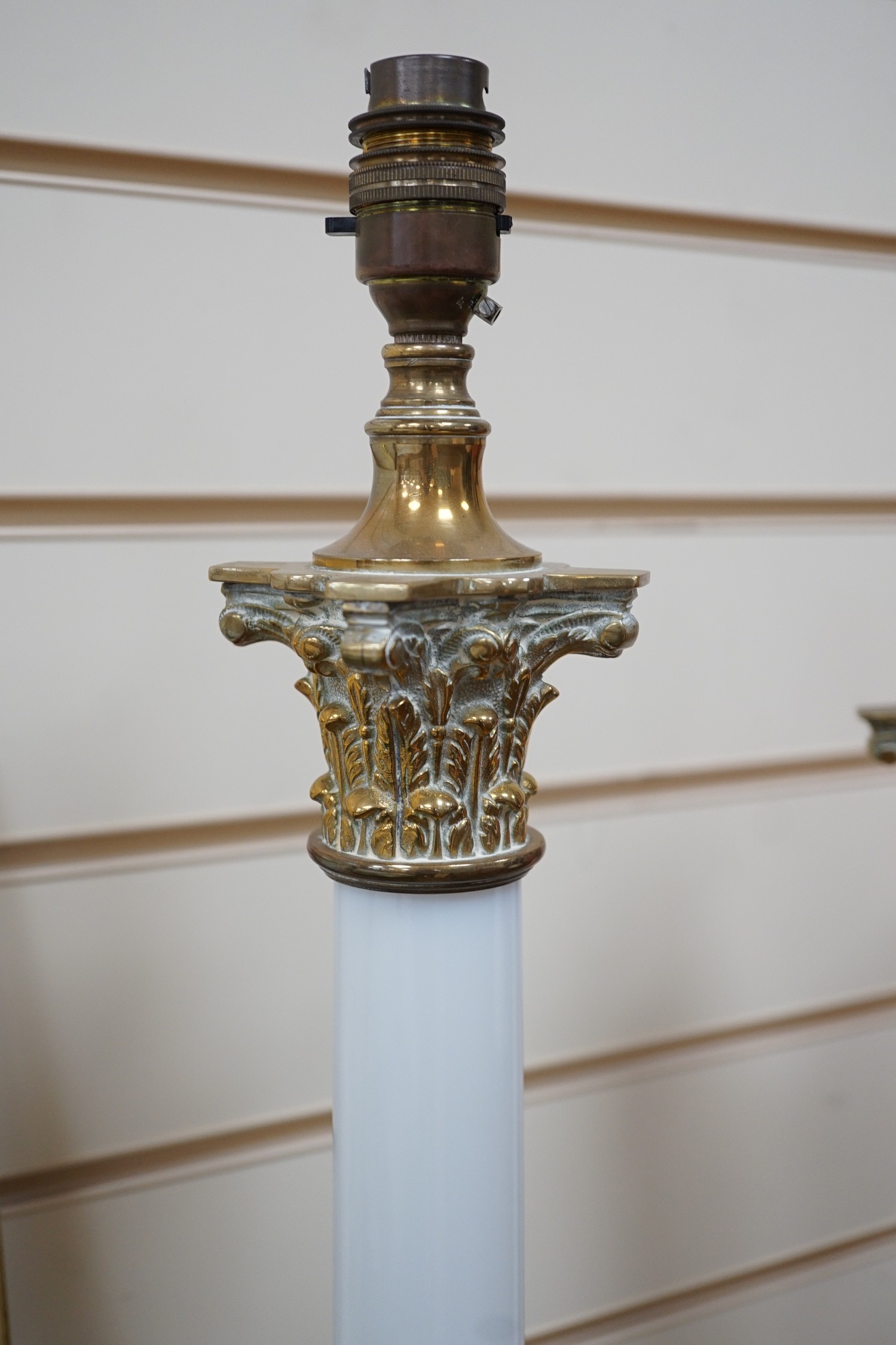 Two Corinthian column table lamps